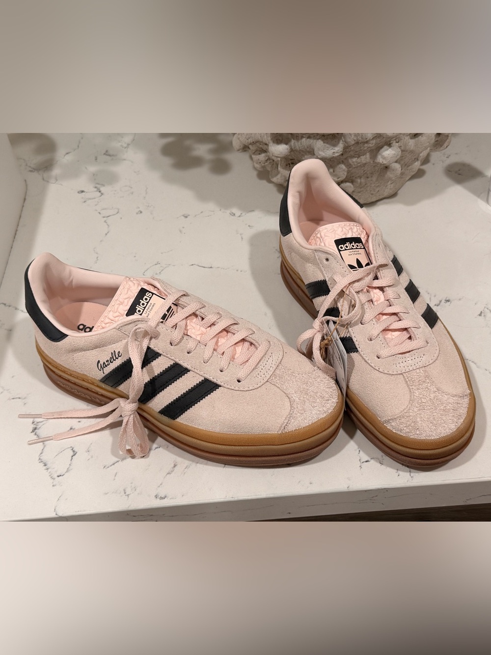 New adidas gazelle bold Pink Suede Sneakers with Black Three Stripes